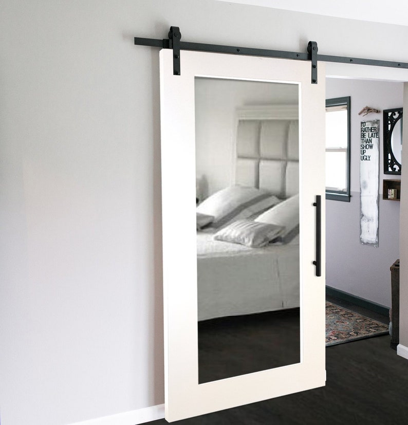 Mirrored Sliding Barn Door With Mirror Insert Without Hardware Mirrored Sliding Barn Door With Mirror
