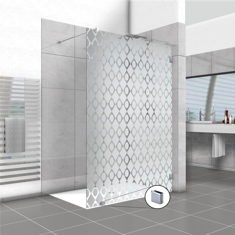 Fixed Shower Screens with Frosted Design Etsy