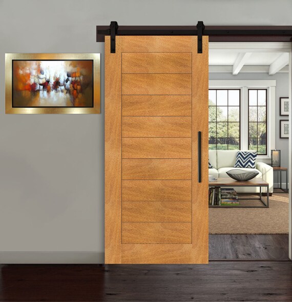 African Oak Solid Hardwood Sliding Barn Door Sliding System Etsy