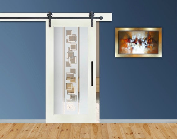 1 Lite Sliding Door With Frosted Glass Insert Hardware