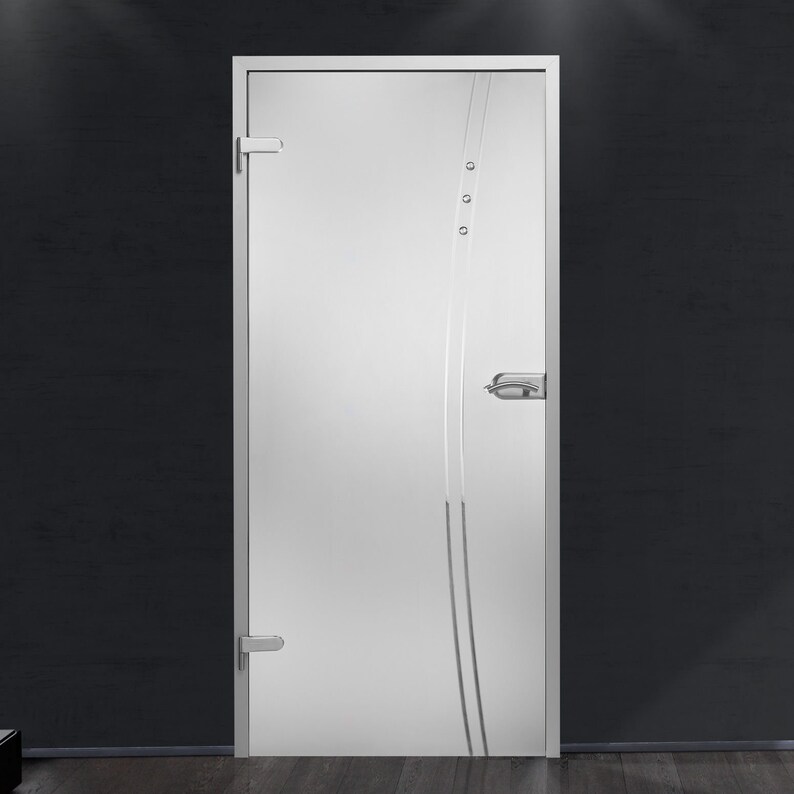 Interior Office Glass Door Privacy Opaque Frosted Line Design 2d Sandblasted
