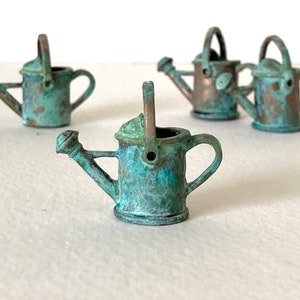 Miniature Patina Watering Can for a Dollhouse + Garden + Diorama + 1:12 Scale