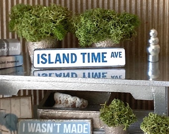 Miniature Island Time Ave Sign for a Dollhouse + Diorama + 1:12 Scale