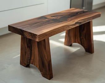 Live Edge Wooden Stool l Black Walnut,White Oak, Red oak,Sycamore,Cherry or Hickory | Handcrafted Rustic Accent Stool | Solid Wood Live Edge