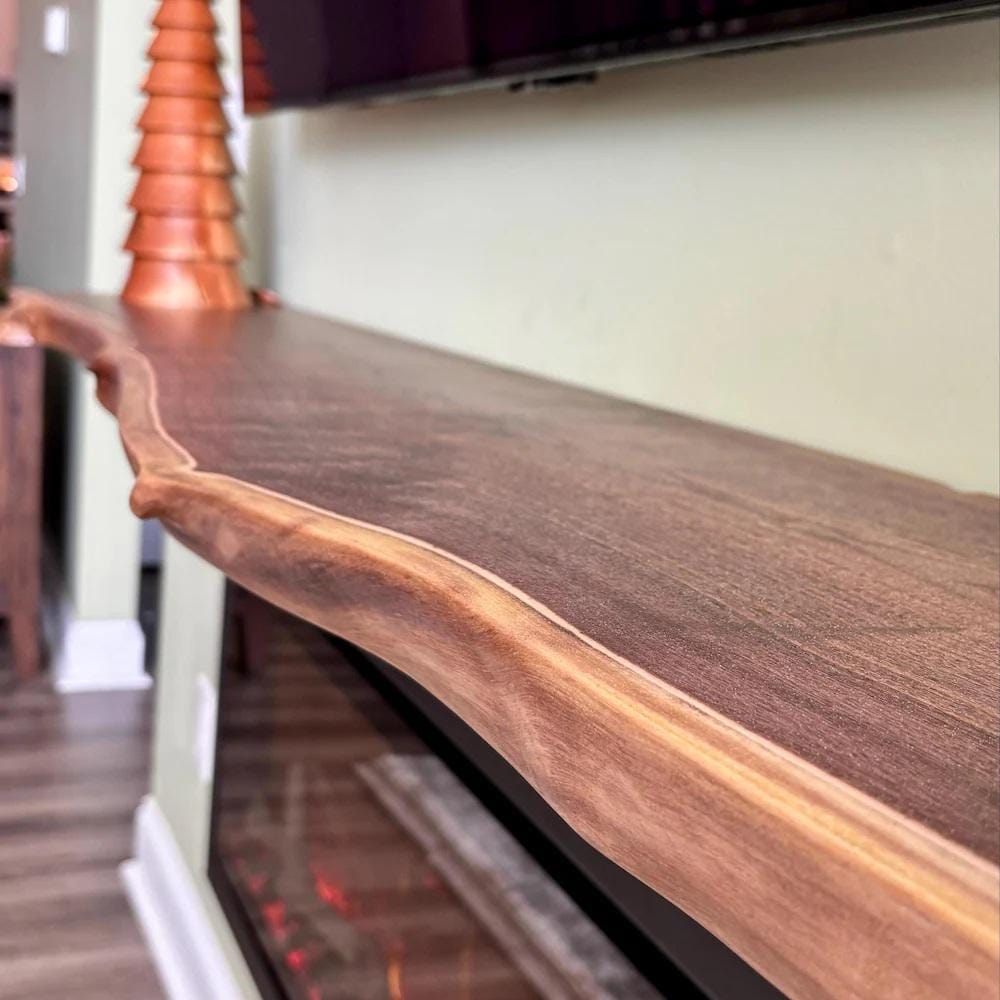 Heavy Duty Modern Live Edge Floating Shelf / Solid Wood Natural