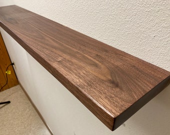 Modern Solid wood Floating Shelf with hidden metal brackets  / Unique wood grain /Wall Decor/ Black Walnut White Oak Red Oak Sycamore Cherry