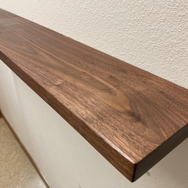 Modern Solid wood Floating Shelf with hidden metal brackets  / Unique wood grain /Wall Decor/ Black Walnut White Oak Red Oak Sycamore Cherry