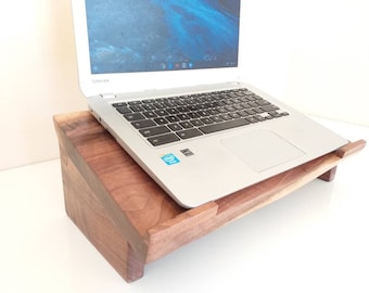 Live Edge Wood Laptop Stand, Ergonomic Desk Organizer
