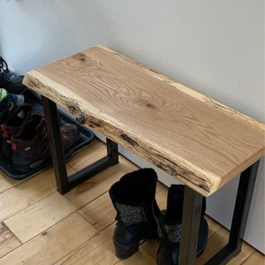 Modern Live edge bench / Entry way bench / Hand made Solid wood bench / Black metal leg