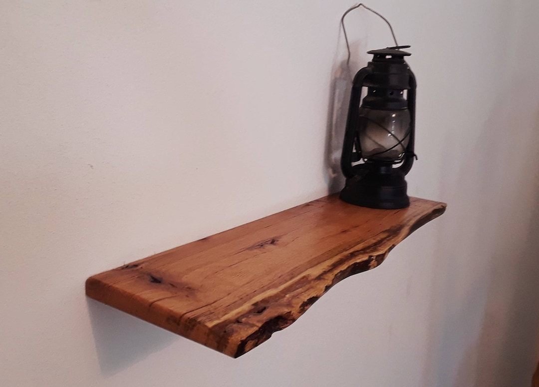Rustic Live Edge Floating Shelf / Wall Decor / Black Walnut White Oak