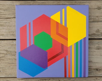 10"x10"Geometric Abstract Painting | Hand Painted