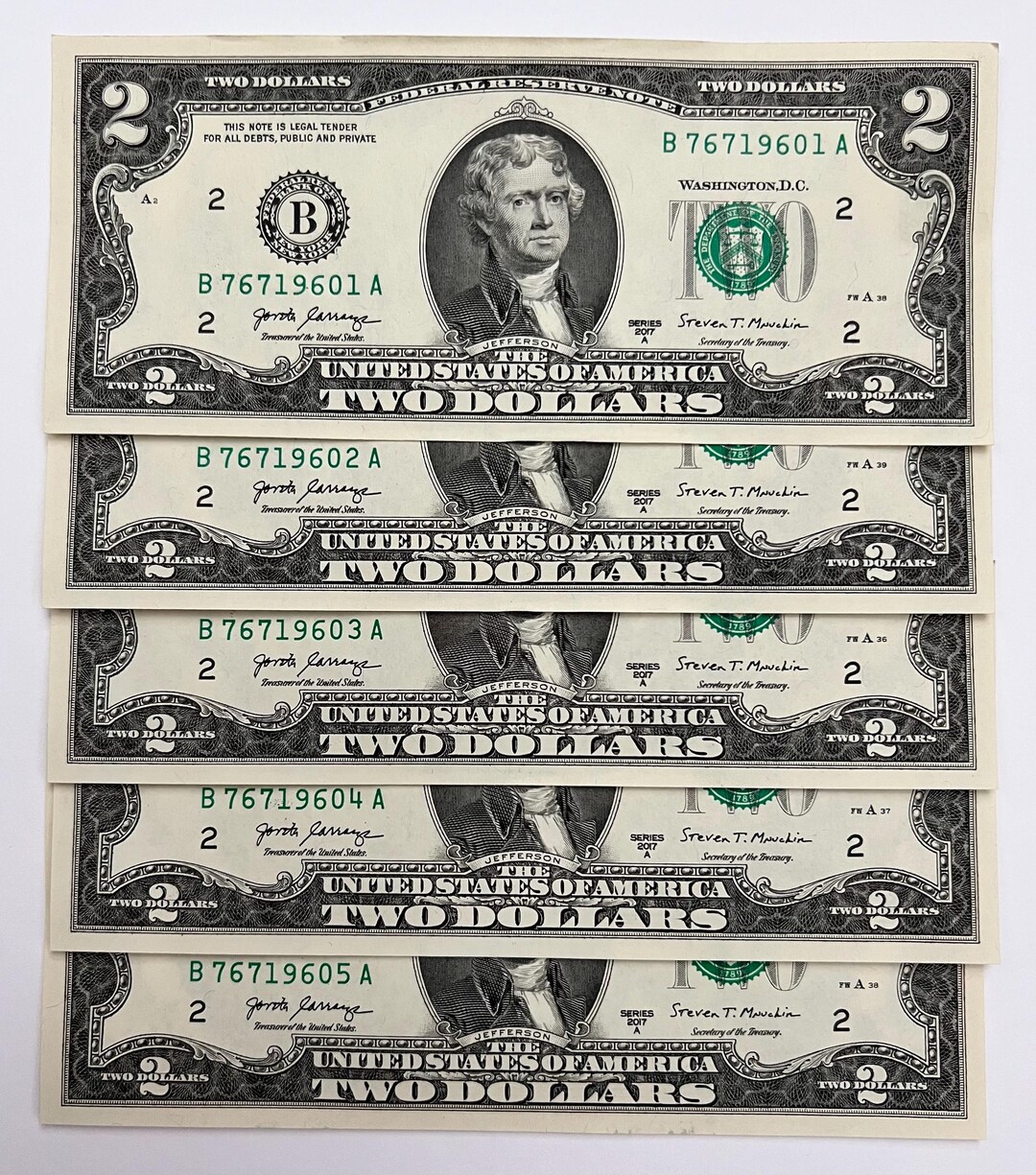 Uncirculated 2017 Two Dollar Bills Series A Lot Of 5 10 20 50 Or uncirculated-2017-two-dollar-bills-series-a-lot-of-5-10-20-50-or