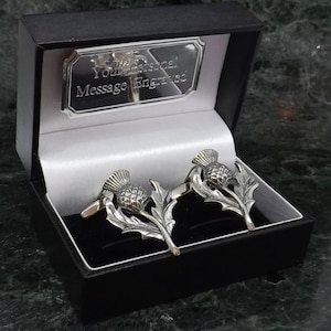 Scottish Thistle Cufflinks Personalised Cufflinks Silver Cufflinks Pewter Cufflinks English Cufflinks Mens Gift Birthday Scotts Cuff Link