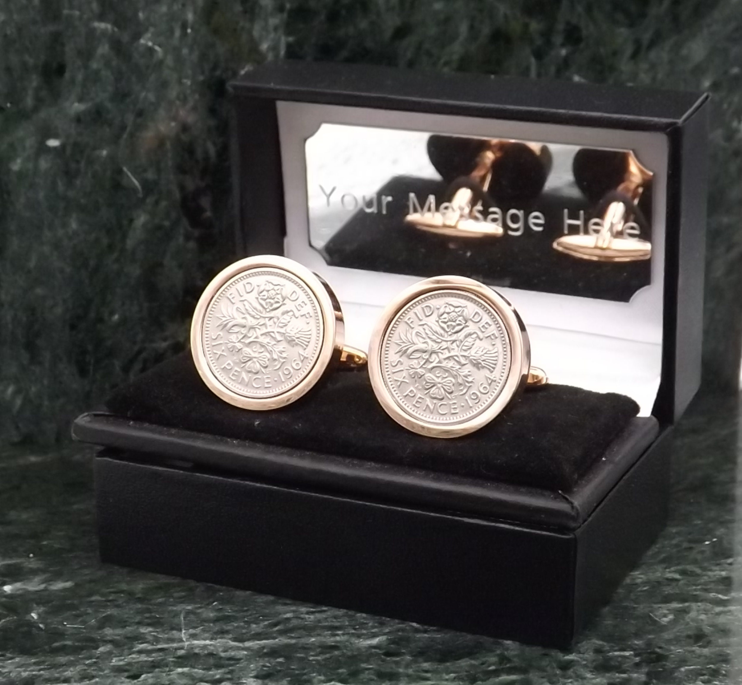 thumbnail image 2 of Vintage Irish Sixpence Cufflinks – Lucky Wedding, Anniversary, Birthday Gift (1940s-1960s) 2 of 4