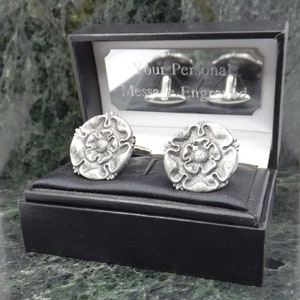 English Tudor Rose Cufflinks Personalised Cufflinks Silver Cufflinks Pewter Cufflinks Great British Mens Gift Birthday Cuff Link Anniversary