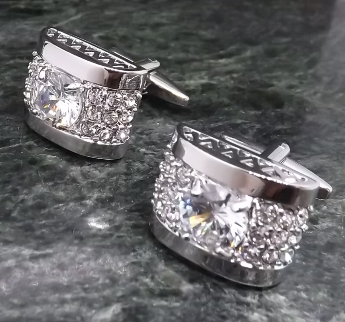 Swarovski Cufflinks Personalised Cufflinks Crystal Cufflinks Etsy