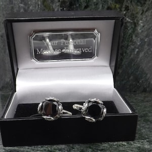 Gemelli neri Gemelli personalizzati Swarovski Gemelli in cristallo fiore Gemelli da sposa Regalo da uomo Gemelli di compleanno Link anniversario