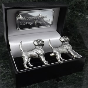 Beagle Dog Cufflinks Personalised Cufflinks Silver Cufflinks Pewter Cufflinks English Cufflinks Mens Gift Birthday Cuff Link Anniversary