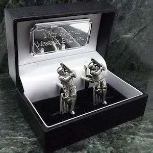 Cricket Gift Cufflinks Personalised Cufflinks Silver Cufflinks Pewter Cufflinks English Cufflinks Mens Gift Birthday Cuff Link Anniversary