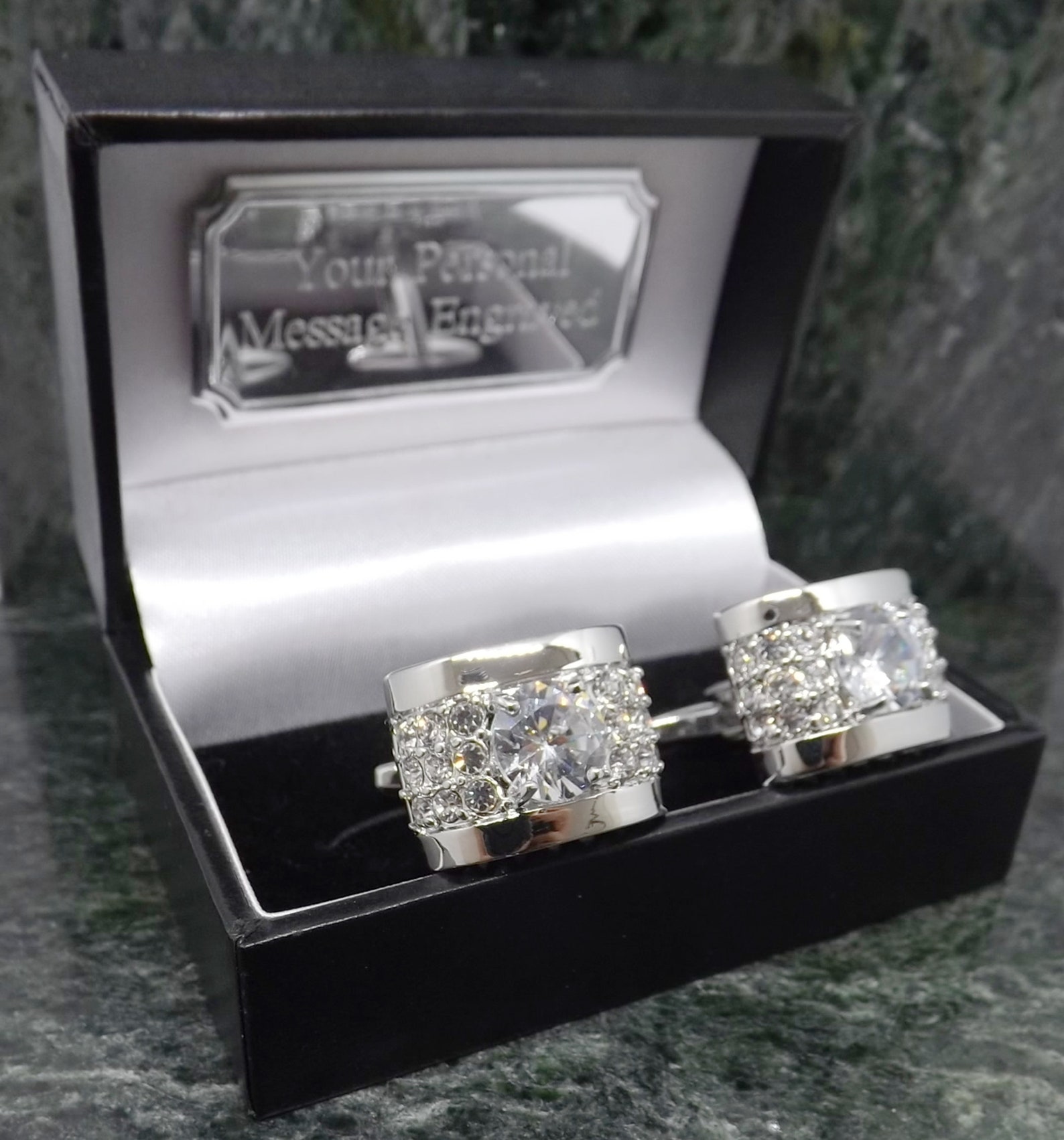 Sparkle Square Bling Swarovski Crystal Cufflinks