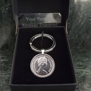 1968 Large 5p Coin Keychain 56 Birth Year Key Ring Silver Plate Keychain Man Gift 56th Birthday Cuff Link birth 56 year Anniversary