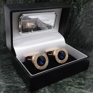 Swarovski Cufflinks Personalised Cufflinks Crystal Cufflinks Gem Stone Cufflinks Blue Rose Gold Mens Gift Birthday Cuff Link Anniversary