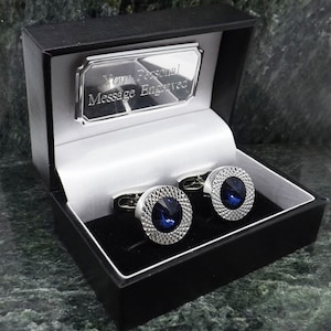 Swarovski Cufflinks Personalised Cufflinks Crystal Cufflinks Gem Stone Cufflinks Blue cufflinks Mens Gift Birthday Cuff Link Anniversary