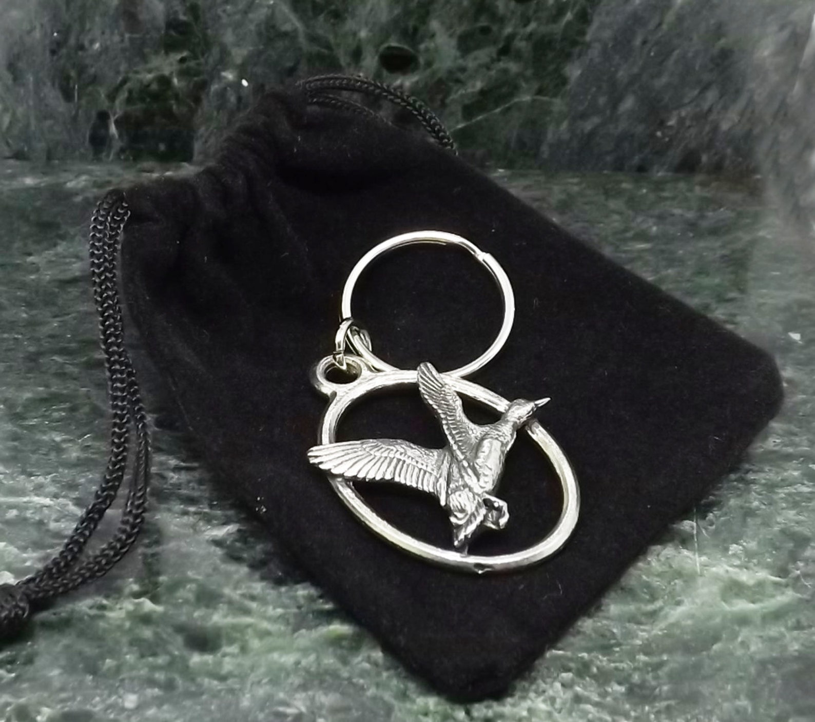 Mallard Duck Key Chain, English Pewter Key Ring, Silver Duck, Gifts for