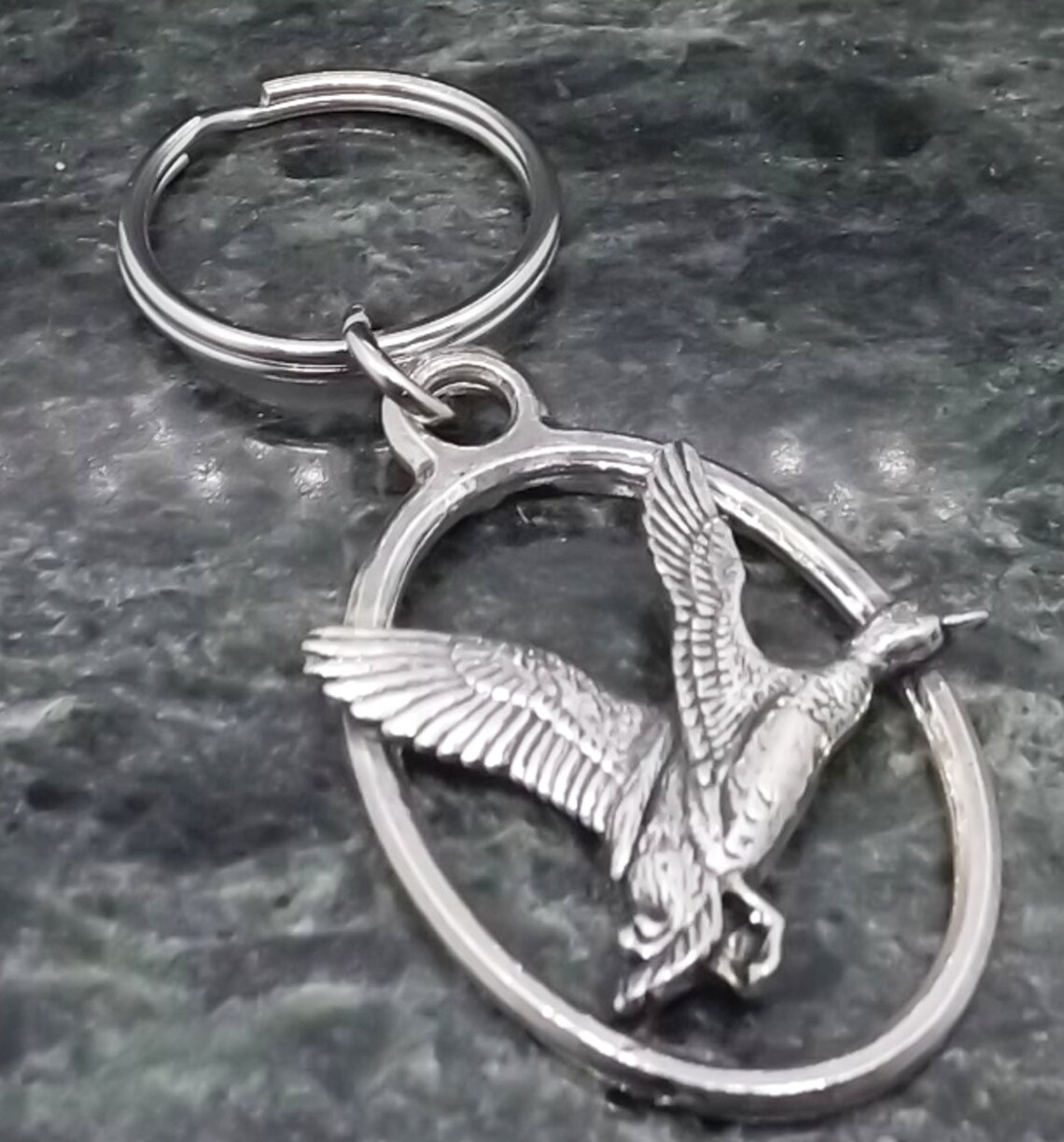 Mallard Duck Key Chain, English Pewter Key Ring, Silver Duck, Gifts for