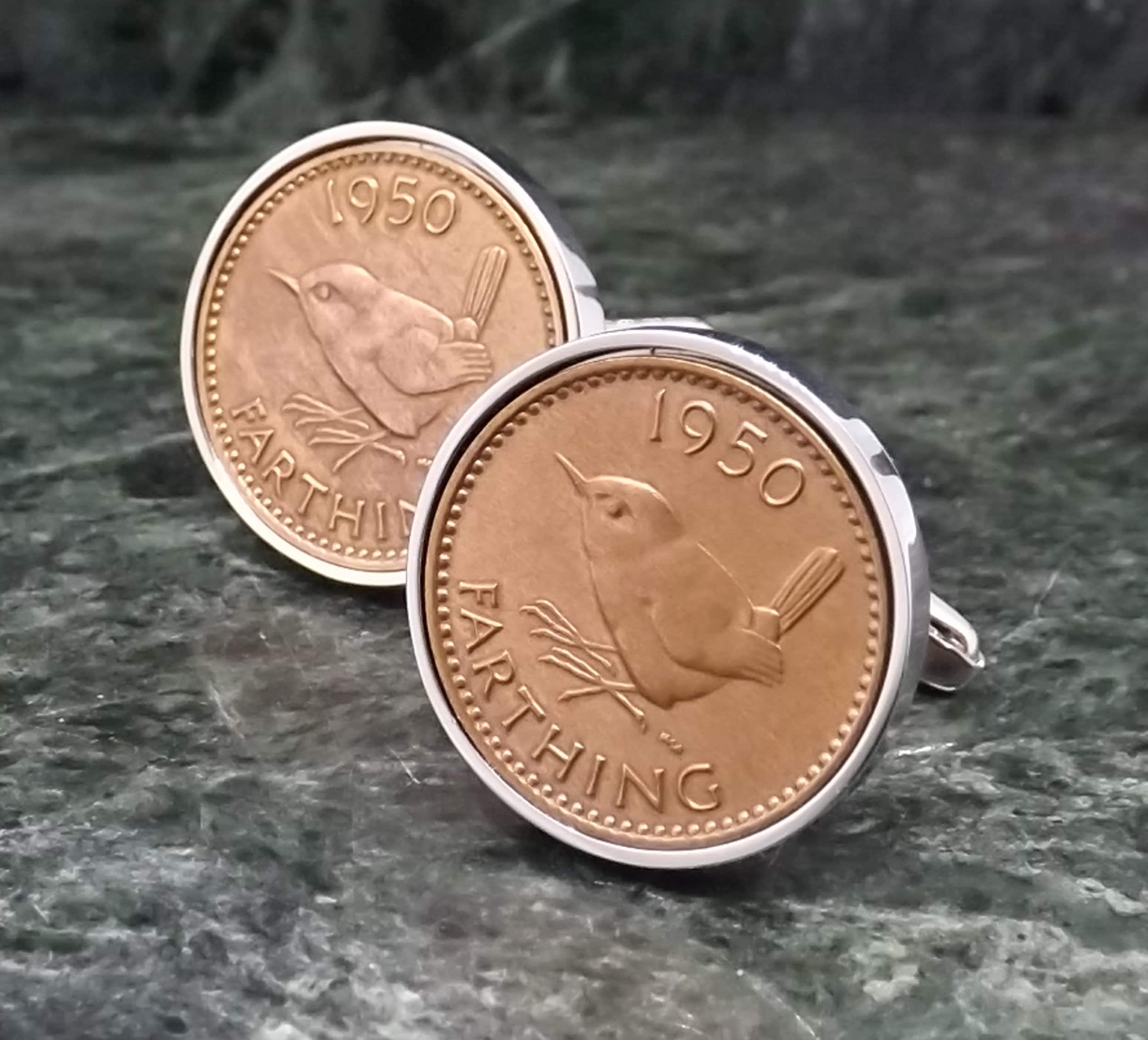Boutons De Manchette Pièces De Monnaie Farthing 1941 - 83ème Anniversaire