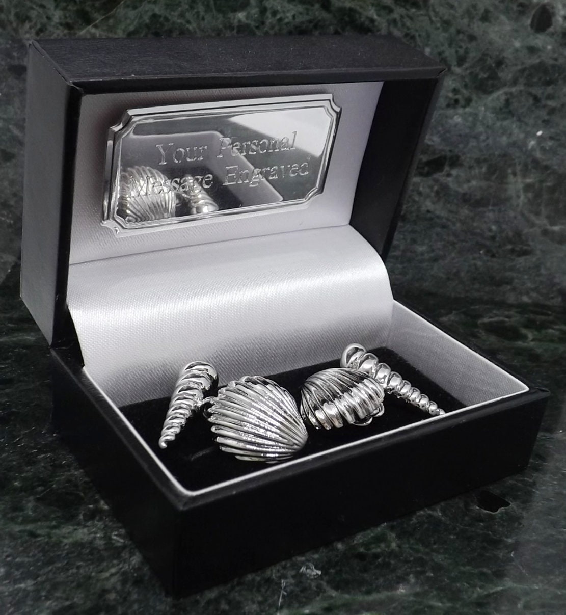 Select Gifts Cuff Links Double Wrap Around~Watch Chain Cufflinks~Mother of Pearl Engraved Personalised Box