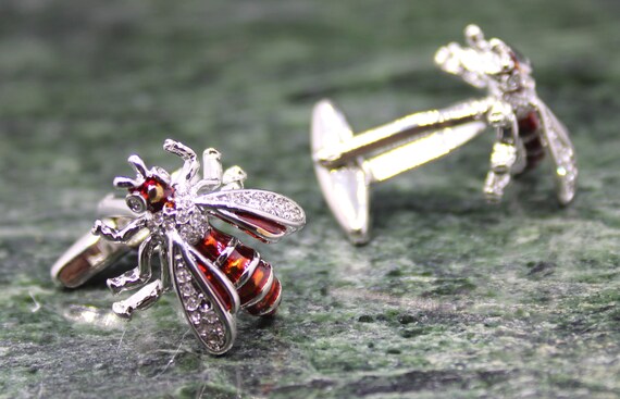 Bee cufflinks silver best sale