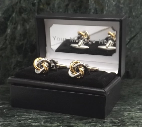 Gemelli Uomo A Nodo Primavera Argento – Regalo Matrimonio, Placcati Rodio, Cufflinks.Direct