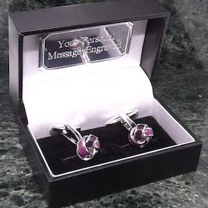 Purple Cufflinks Personalised Cufflinks Love Knot Cufflinks Enamel Cufflinks Violet Cufflinks Mens Gift Birthday Cuff Link Anniversary