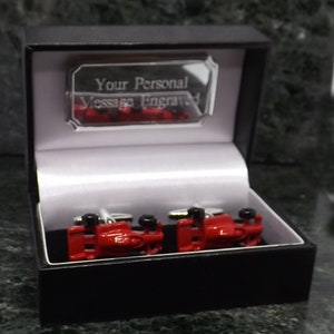 Red Race Car Cufflinks Personalised Cufflinks Formula 1 Cufflinks Cuff links Red Cufflinks Mens Gift Birthday Cuff Link Anniversary