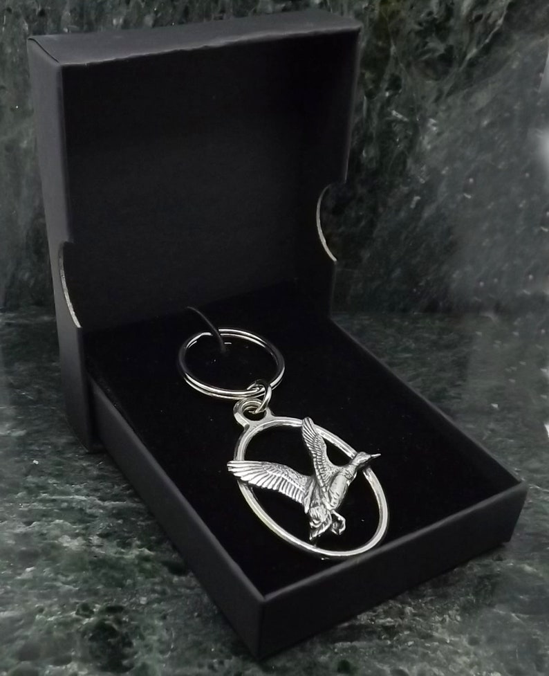 Mallard Duck Key Chain, English Pewter Key Ring, Silver Duck, Gifts for