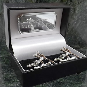 Gemelos de esquí Gemelos personalizados Gemelos de regalo de esquí Gemelos deportivos Gemelos de color plateado Regalo para hombre Gemelos de cumpleaños Aniversario