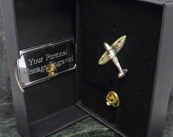 WWII Spitfire plane Lapel Pin Personalised Gift Antique Bronze Colour Broach tie pin hat pin stock pin Mens Gift Birthday Anniversary