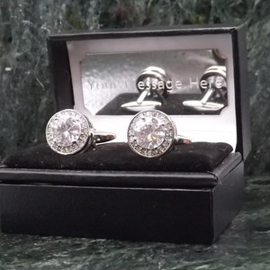 Crystal Clear Swarovski Cufflinks Personalised Cufflinks gem Cufflinks Gem Stone Cufflinks  Mens Gift Birthday Cuff Link Anniversary