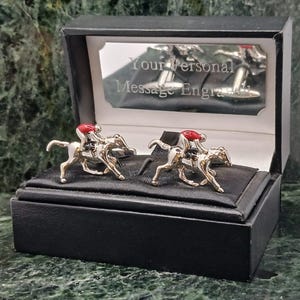 Race Horse Cufflinks Personalised Cufflinks Racing Cufflinks Cuff links Horse Racing Gift him Mens Gift Birthday Cuff Link Anniversary