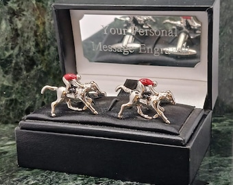 Race Horse Cufflinks Personalised Cufflinks Racing Cufflinks Cuff links Horse Racing Gift him Mens Gift Birthday Cuff Link Anniversary