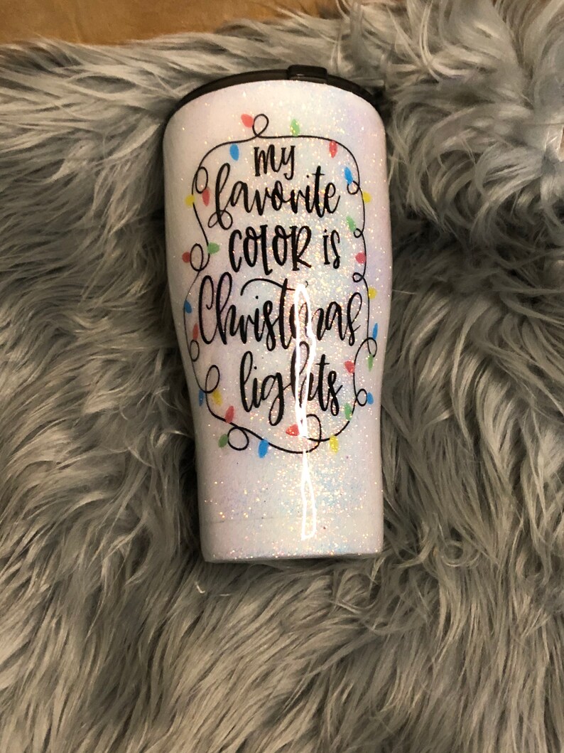 My Favorite Color is Christmas Lights Glitter Tumbler Etsy
