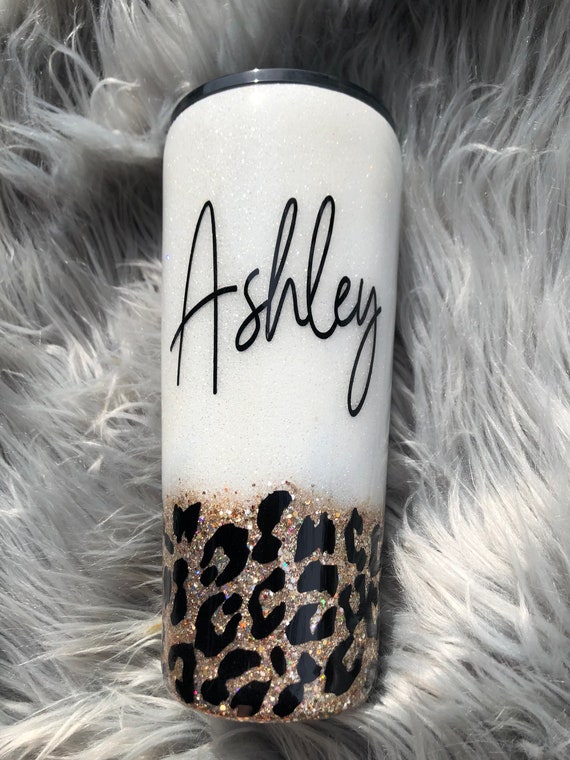 Leopard Tumbler | Personalized Glitter Tumbler | Tumbler with Name |  Personalize