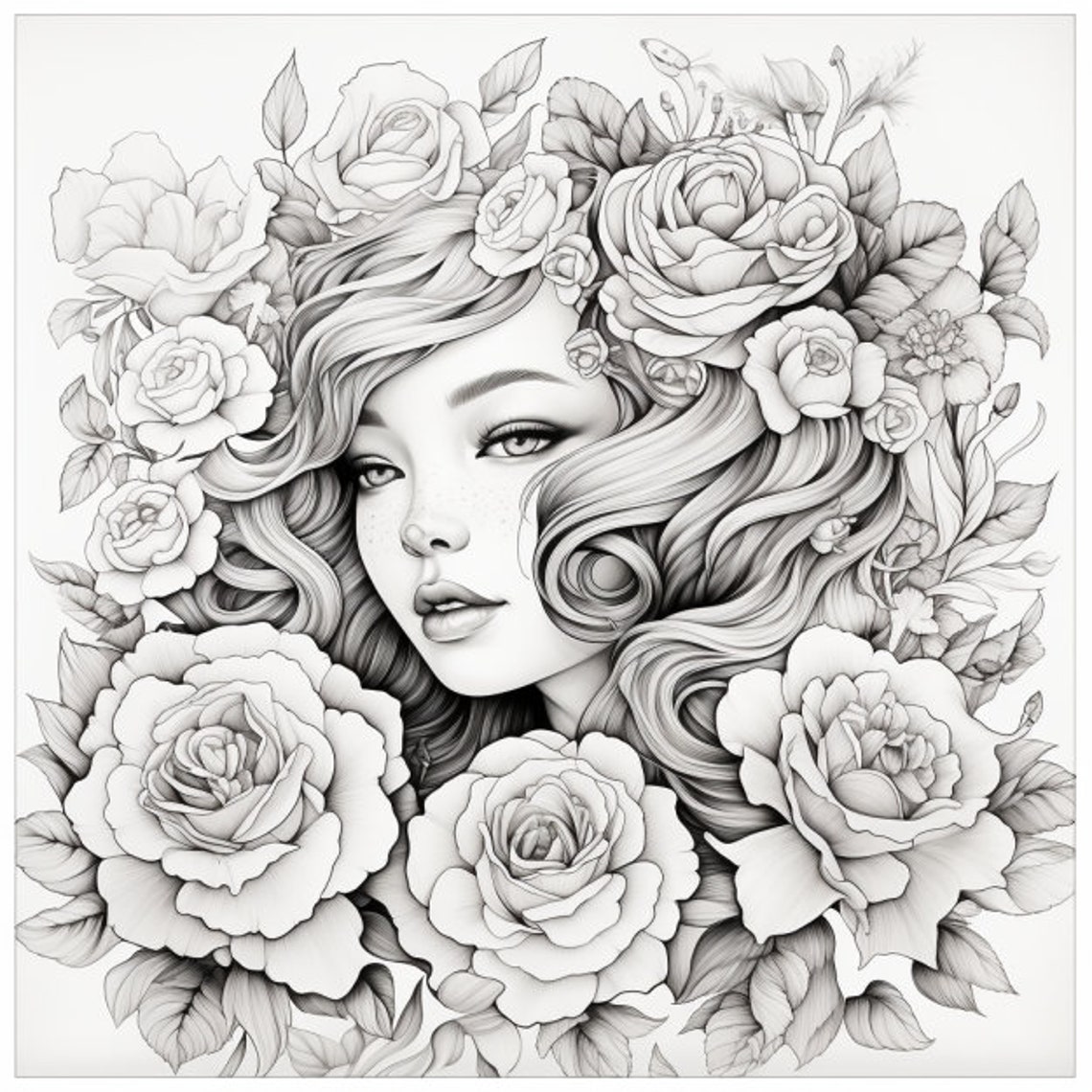 Printable Coloring Pages Garden of Whimsical Blooms Etsy