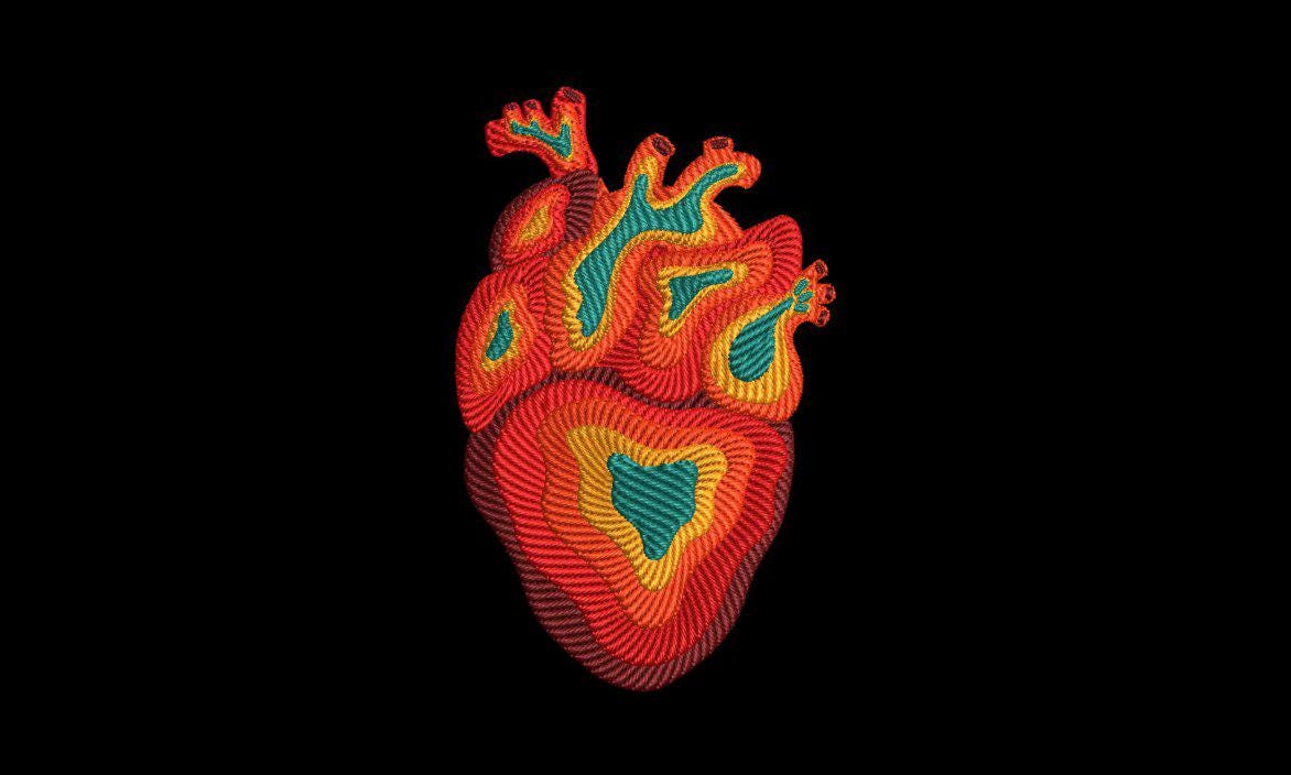 Machine Embroidery Design, Human heart
