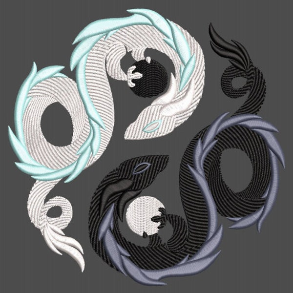 Machine Embroidery Designs. Dragon yin yang