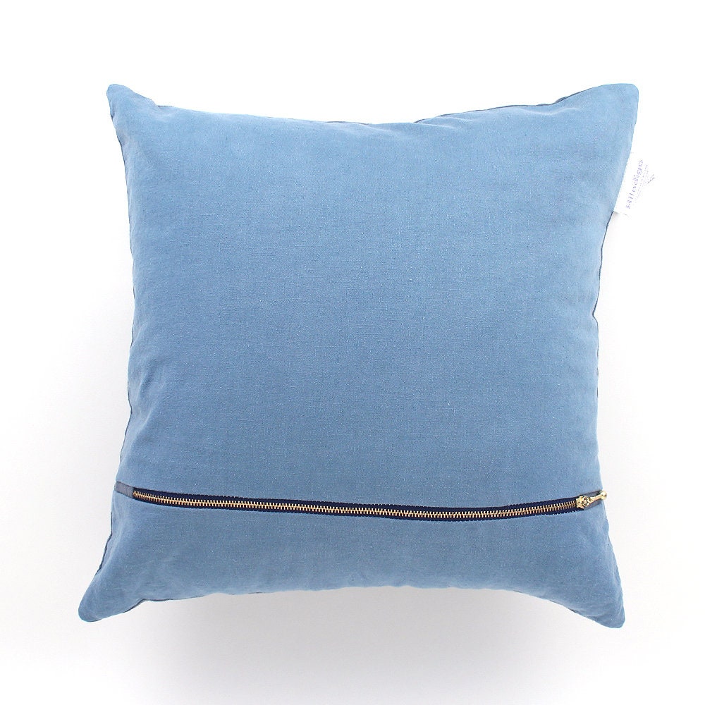 HiIndigo Natural dyeing indigo solid cushion Linen cushion cover
