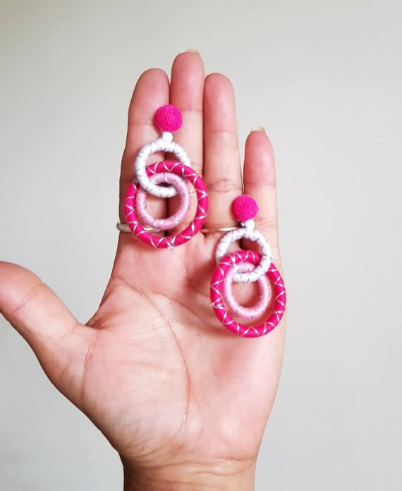 Baby pink hoop best sale earrings