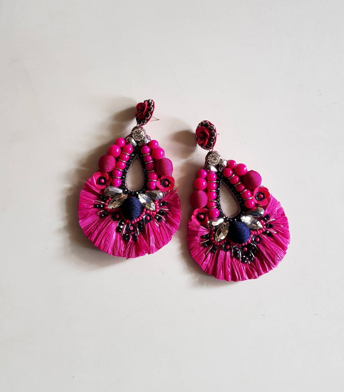 Boucles D'oreilles Rose Clair Fuchsia Pour Robe De Mariée - Neuf Avec étiquettes, Cérémonie
