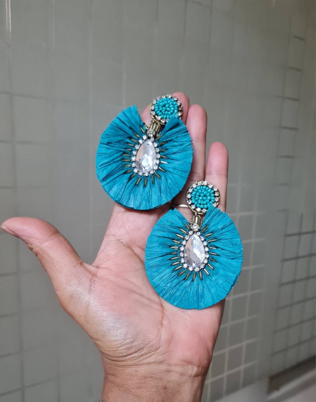 Pearl and Raffia Earrings main image 1